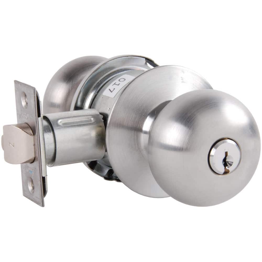 Knob Locksets, Type: Entrance , Key Type: Keyed Different , Material: Metal , Finish/Coating: Satin Chrome , Compatible Door Thickness: 1-3/8