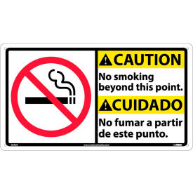 Bilingual Plastic Sign - Caution No Smoking Beyond This Point CBA3R