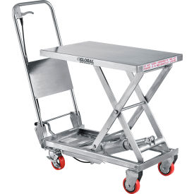 GoVets™ Stainless Steel Mobile Scissor Lift Table 27 x 17 - 400 Lb. Cap. 009989