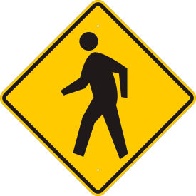 Brady® 94234 Pedestrian Crossing Pictrogram Sign BLK/YLW HIP Reflective Alum 24