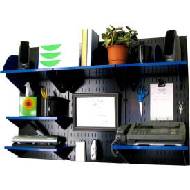 Wall Control Office Wall Mount Desk Storage and Organization Kit Black/Blue 48