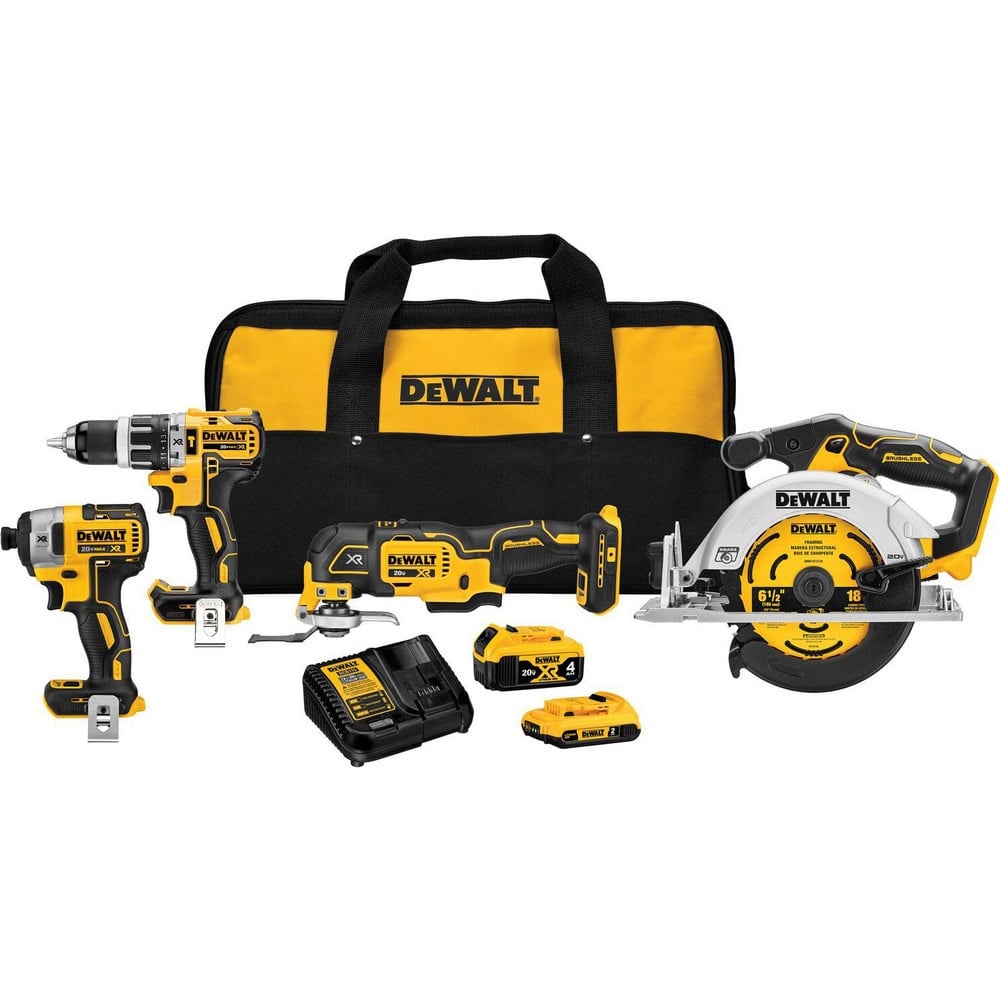 Cordless Tool Combination Kits, Kit Type: 20 Volt Cordless Tool Combination , Tools: Hammer Drill, Impact Driver, Circular Saw, Multi-Tool , Voltage: 20.00  MPN:DCK482D1M1