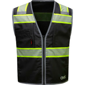 GSS Onyx Standard Safety Vest w/ Lime Contrasting Trim 4XL Black 1517-4XL