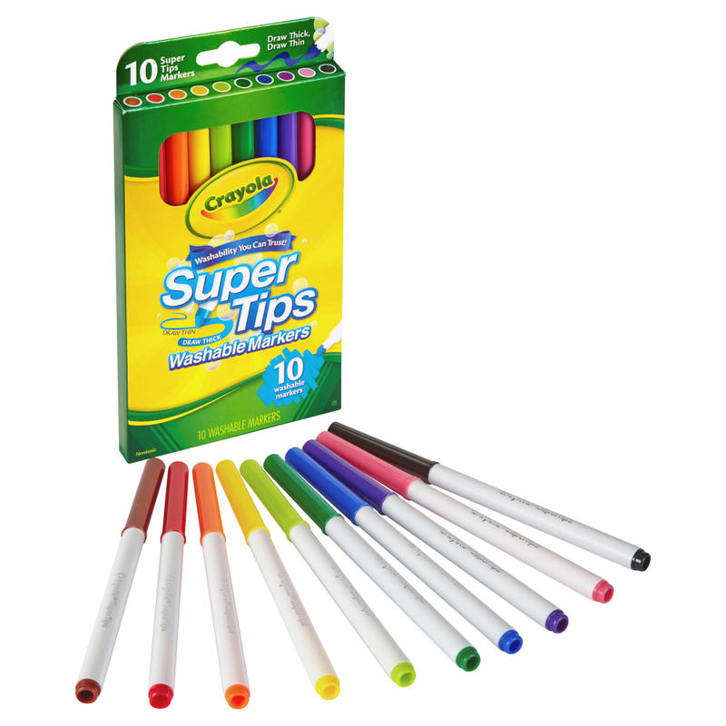 Crayola Super Tips 10-color Washable Markers - Assorted - 10 / Set (Min Order Qty 22) MPN:588610