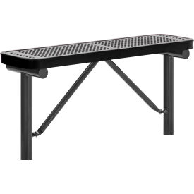 GoVets™ 4' Outdoor Steel Flat Bench Perforated Metal In Ground Mount Black 742IBK695