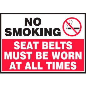 AccuformNMC No Smoking Seat Belts Must Be Worn At All Times Sign Dura-Vinyl 3-1/2