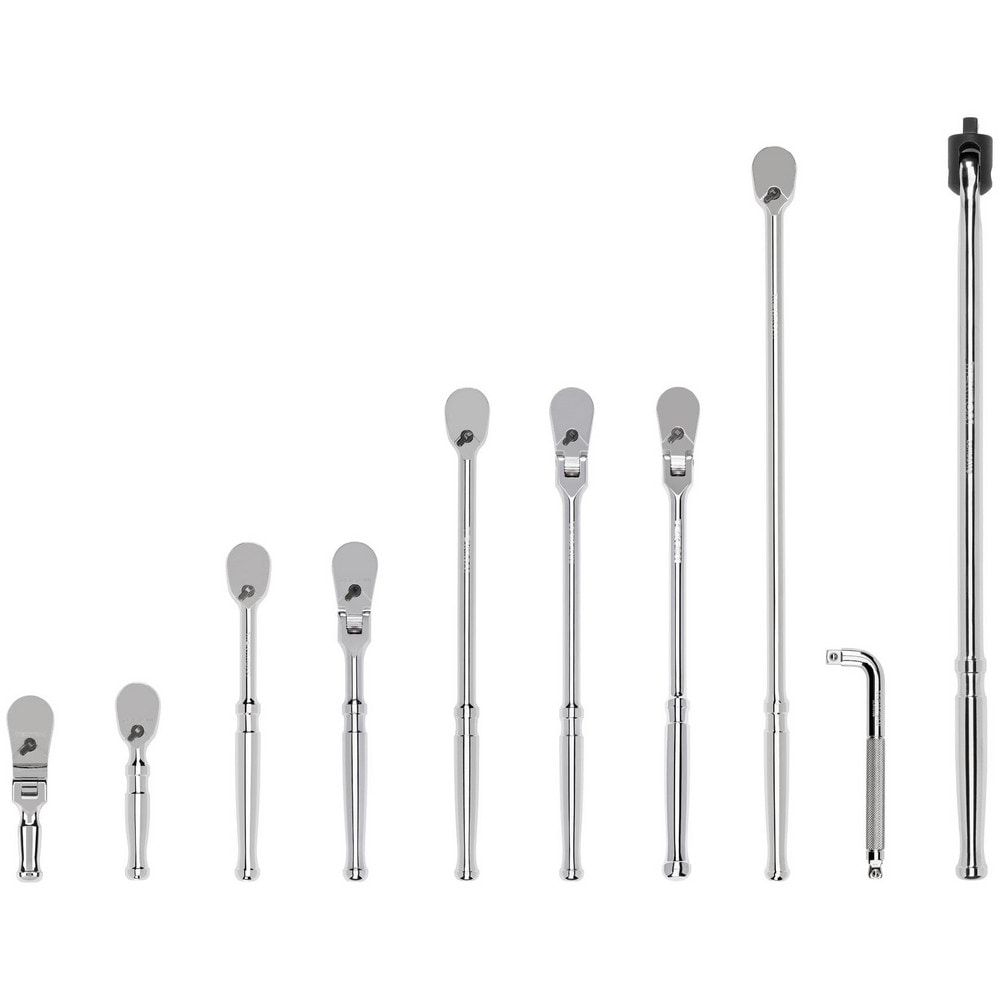 Ratchet Sets, Drive Size: 3/8 in , Overall Length (Inch): 4-1/2, 6, 8, 12, 18 , Head Shape: Pear , Head Style: Fixed, Reversible , Material: Steel  MPN:SDR99103