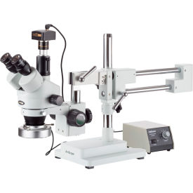 AmScope SM-4TZ-80M-5M 3.5X-90X Boom Stand Stereo Microscope with 80-LED Ring Light & 5MP Camera SM-4TZ-80M-5M