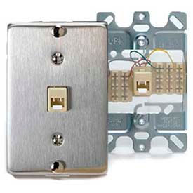 Leviton 40223-S Telephone Wall Jack 6p4c Quick Connect Stainless Steel 40223-S