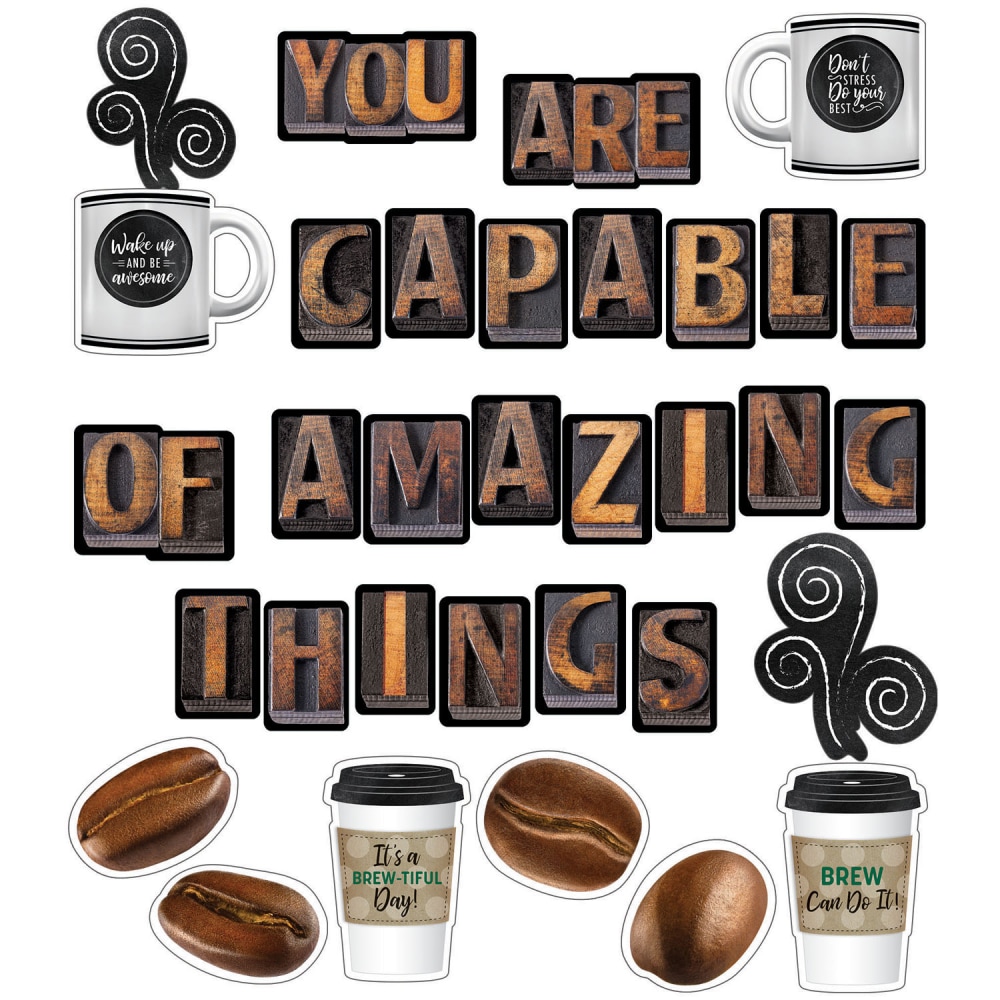 Schoolgirl Style Industrial Cafe You Are Capable Of Amazing Things Bulletin Board Set, Set Of 44 Pieces (Min Order Qty 5) MPN:CD-110481