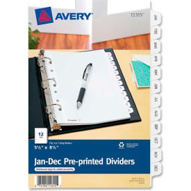 Avery Preprinted Monthly Tab Divider Printed Jan to Dec 5.5