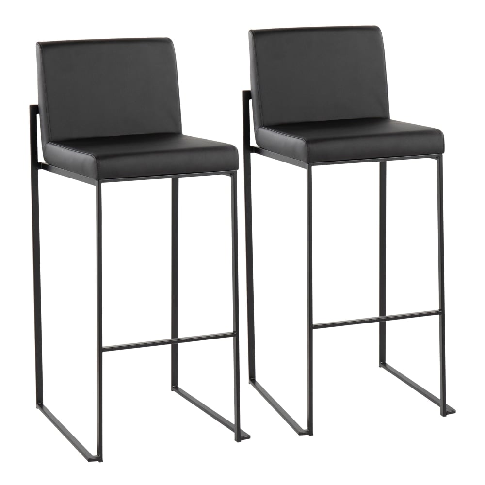 LumiSource Fuji High-Back Bar Stools, Black/Black, Set Of 2 Stools MPN:B30-FUJIHB BKBK2