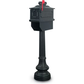 United Visual Products Newport Single Residential Mailbox & Post N1023734 - Black N1023734-BLACK