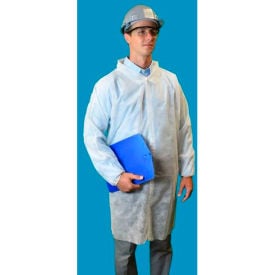 Heavy Duty Polypropylene Lab Coat Elastic Wrists/Velcro Front White 5XL 30/Case LC0-WE-NW-HD-V-5XL-WHITE