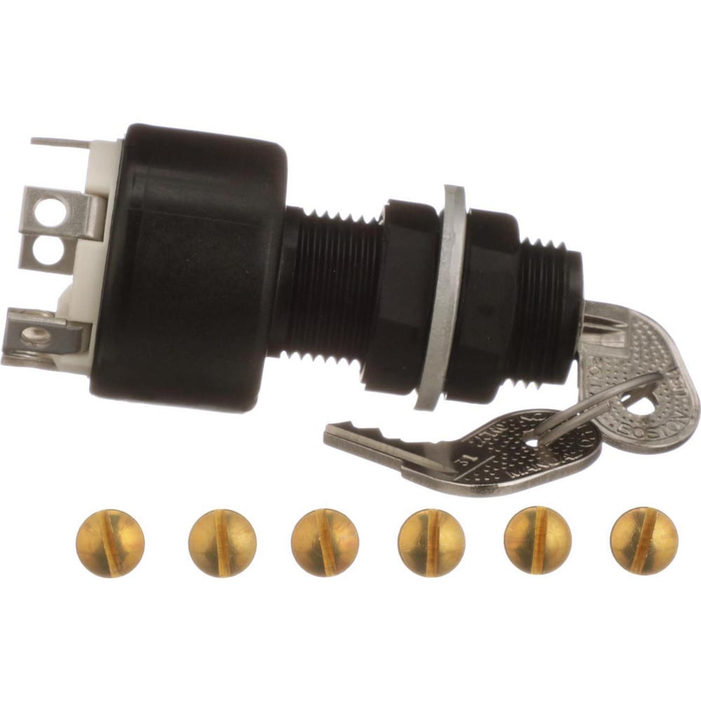 Automotive Switches, Switch Type: Ignition Switch-12v , Number Of Connections: 4 , Contact Form: Screws , Sequence: Off-On/ACC-Start , Amperage: 10  MPN:33-107P