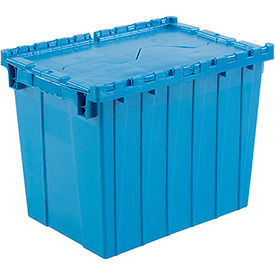 GoVets™ Plastic Attached Lid Shipping & Storage Container 21-7/8x15-1/4x17-1/4 Blue 811BL257