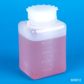 Bottle with Screwcap Wide Mouth Square Graduated PE (Cap Polypropylene) 500mL 6/Pack 600612-6