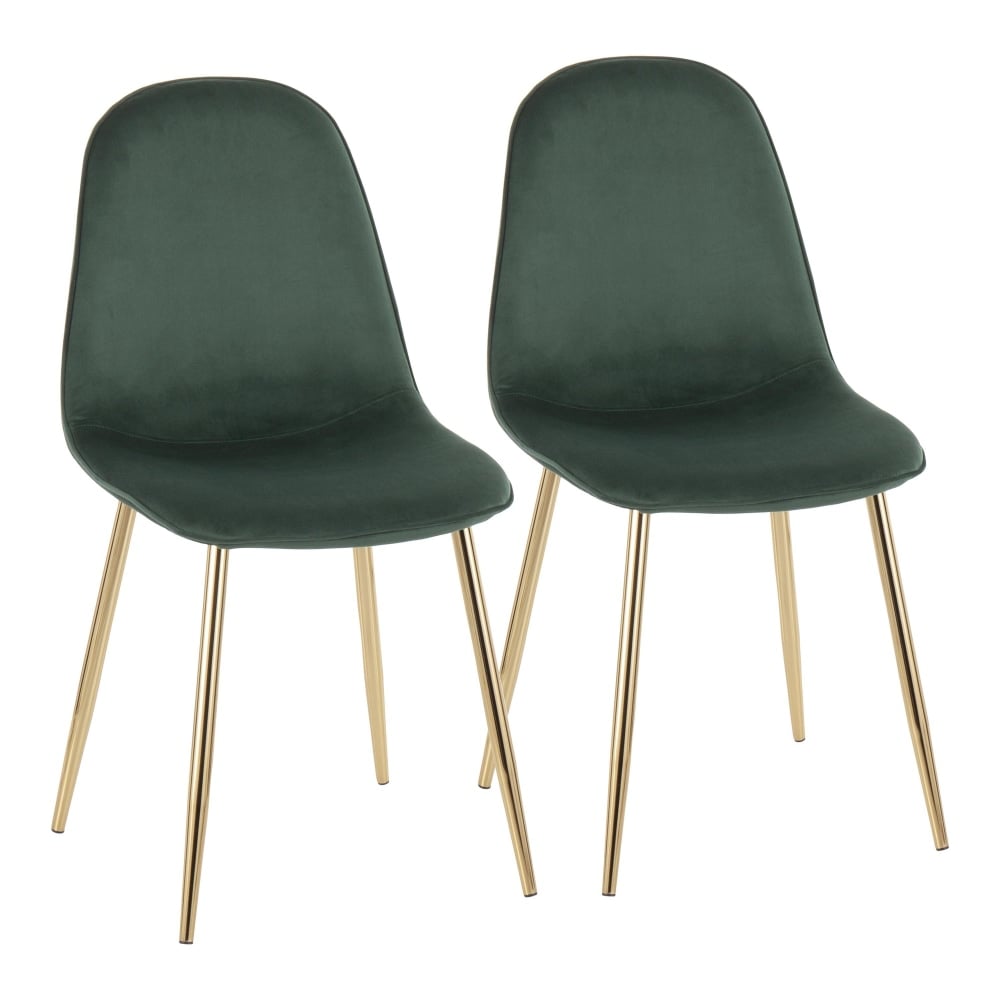 LumiSource Pebble Velvet Chairs, Green/Gold, Set Of 2 Chairs MPN:CH-PEBBLE AUVGN2