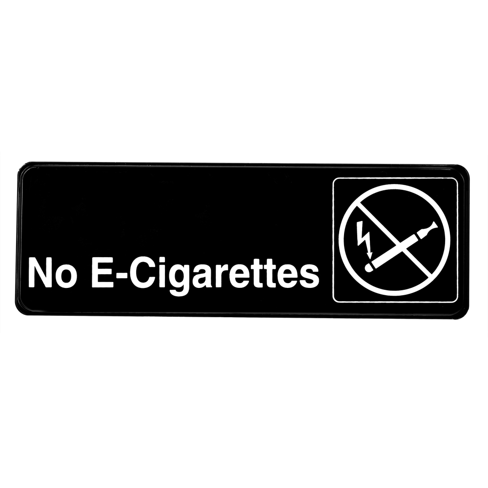 Alpine No E-Cigarettes Signs, 3in x 9in, Black, Pack Of 15 Signs (Min Order Qty 2) MPN:ALPSGN-17-15PK