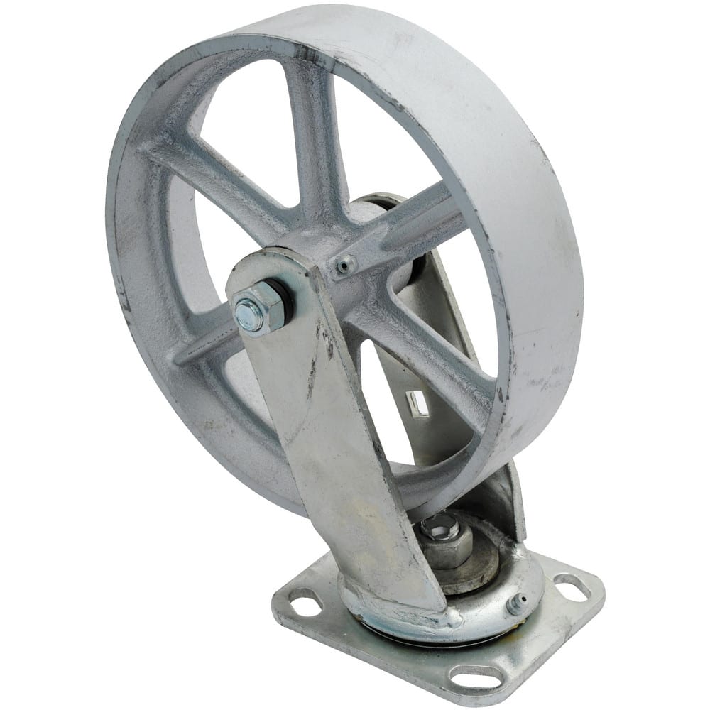 Caster Wheels, Wheel Diameter (Inch): 8 , Mount Type: Plate , Wheel Width (Inch): 2 , Style: Swivel , Wheel Material: Cast Iron  MPN:CST-MA-8X2-S