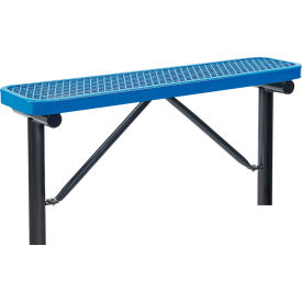 GoVets™ 4' Outdoor Steel Flat Bench Expanded Metal In Ground Mount Blue 741IBL695