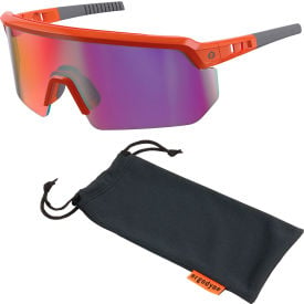 Ergodyne® Skullerz AEGIR-AFASM Half Frame Safety Glasses Purple Mirror Lens Orange Frame 55020