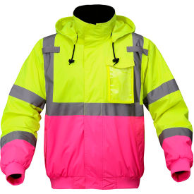 GSS Safety High Visibility Waterproof Bomber Jacket Type R ANSI Class 3 SM/MD Lime/Pink 8018-SM/MD