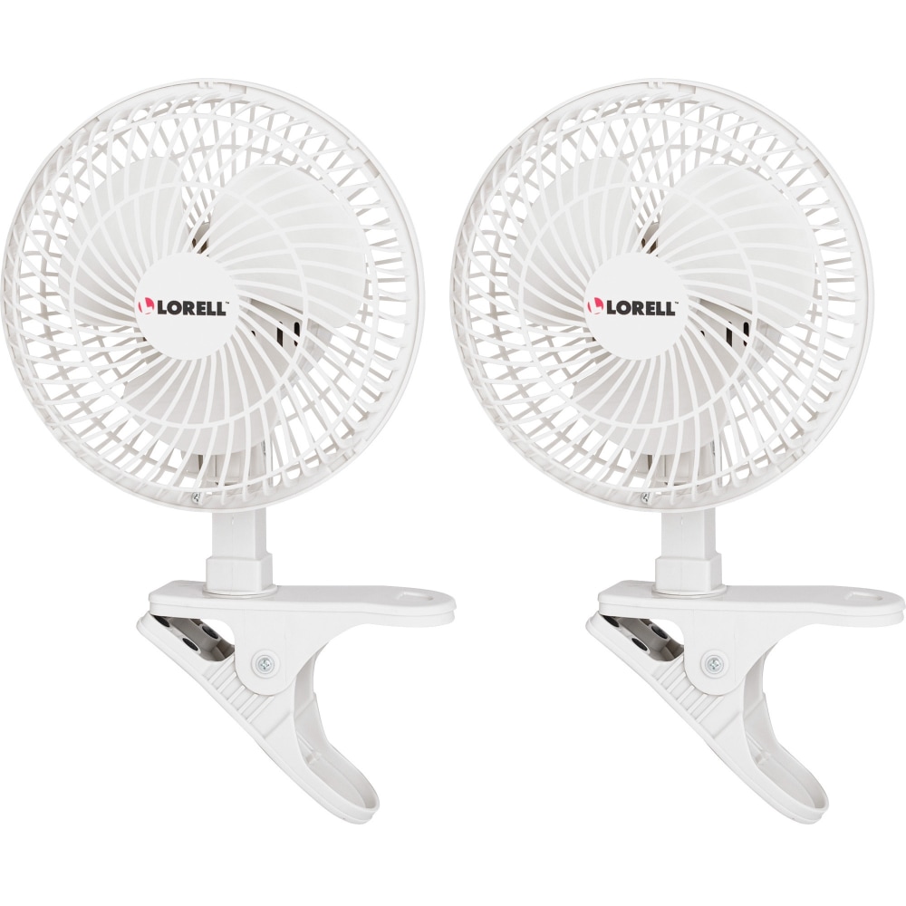 Lorell Clip-On Personal Fans - 152.4 mm Diameter - 2 Speed - Adjustable Tilt Head - 9.5in Height x 7.9in Width x 6in Depth - White MPN:LLR44552BD