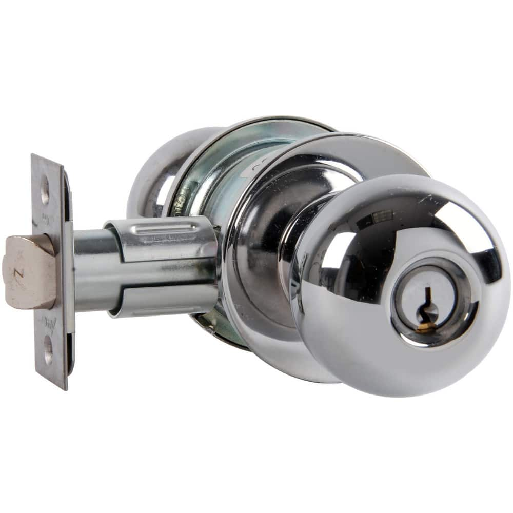 Knob Locksets, Type: Entrance , Key Type: Keyed Different , Material: Metal , Finish/Coating: Bright Chrome , Compatible Door Thickness: 1-3/8