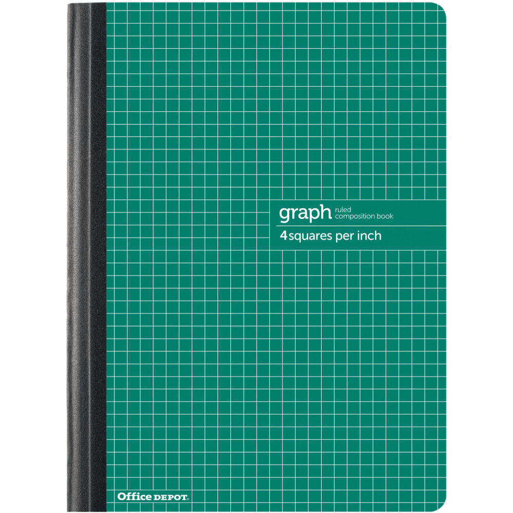 Office Depot Brand Composition Book, 7-1/2in x 9-3/4in, Quadrille Ruled, 80 Sheets, Green (Min Order Qty 19) MPN:CJV202239