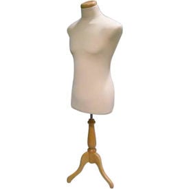 Male 3/4 Body Form - Off White W/Natural Wood Tripod Base BFM/C-W