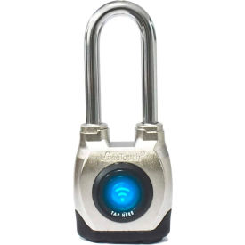 eGeeTouch® 4th Generation Smart Padlock Long Shackle Satin Silver 5-02202-94