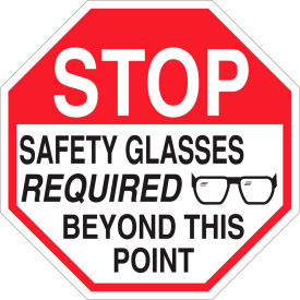 Brady® 124543 Stop Safety Glasses Required Beyond This Point Sign Polystyrene 18