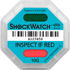 SpotSee™ ShockWatch® RFID Impact Indicators 10G Range Teal 100/Box SWRFID-10G