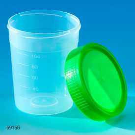 Graduated Specimen Container 4 oz. Green Screwcap Polypropylene 500/Pack 5915G