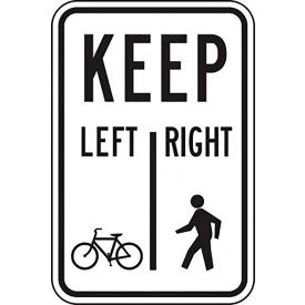 AccuformNMC™ Keep Bicycles Left/Pedestrians Right Sign EGP Aluminum 18