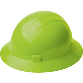 ERB® Americana® Full Brim Safety Helmet 4-Point Slide-Lock Suspension Hi-Viz Lime - Pkg Qty 12 WEL19200HL