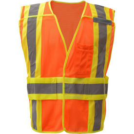 GSS Safety 1804 Class 2 Waist Adjustable Breakaway Vest with 2 Pockets Orange 2XL/4XL 1804-2XL/4XL