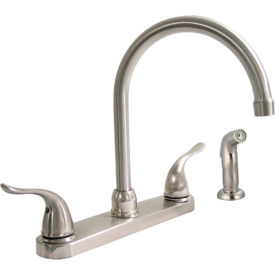 Dominion Faucets Double Lever Kitchen Faucet Side Spray & Euro Design Lever Handle Brushed Nickel 77-5205