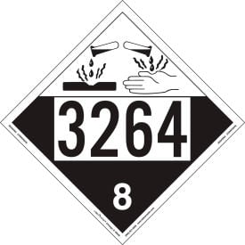 LabelMaster®ZEZ43264 Corrosive Placard UN 3264 Removable Vinyl 25/Pack ZEZ43264