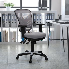 Flash Furniture Mesh Multifunction Executive Ergonomic Office Chair w/Adjustable Arms - Gray 0001-GY-GGHL-