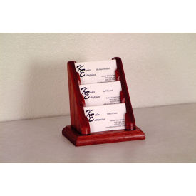 3 Pocket Counter Top Business Card Holder - Mahogany BCC1-3MH