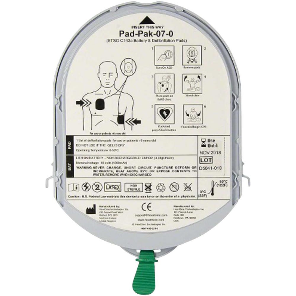 Defibrillator (AED) Accessories, Type: Aviation Pad-Pak , Number Of Batteries: 1 , Batteries Included: Yes , Color: White  MPN:PAD-PAK-07