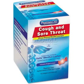 PhysiciansCare 90306 Cough and Sore Throat Cherry Menthol Lozenges Individually Wrapped 90306