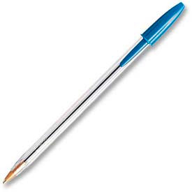 Bic® Cristal Ballpoint Stick Pen Medium Clear Barrel Blue Ink Dozen MS11BE