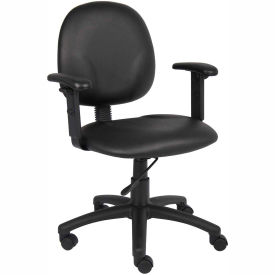 Boss Office Task Chair with Arms - Vinyl- Mid Back - Black B9091-CS