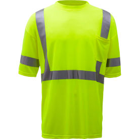 GSS Safety 5007 Class 3 Hi-Viz Moisture Wicking Birdseye Short Sleeve T-Shirt Lime M 5007-M