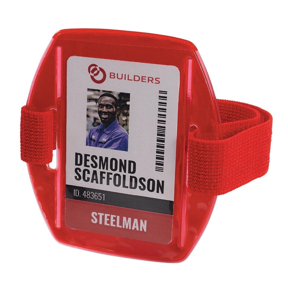 Badge Holders, Material: Vinyl , Horizontal/Vertical Holder: Vertical , Overall Length: 4.25 , Color: Red , Color: Red  MPN:19955