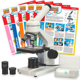 AmScope 40X-1000X Monocular LED Metal Frame Compound Microscope with Blank Slides & Experiment Cards M102C-PB10-EXCL1