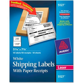 Avery® Shipping Labels with Paper Receipt 5 1/16 x 7 5/8 White 50/Pack 5127